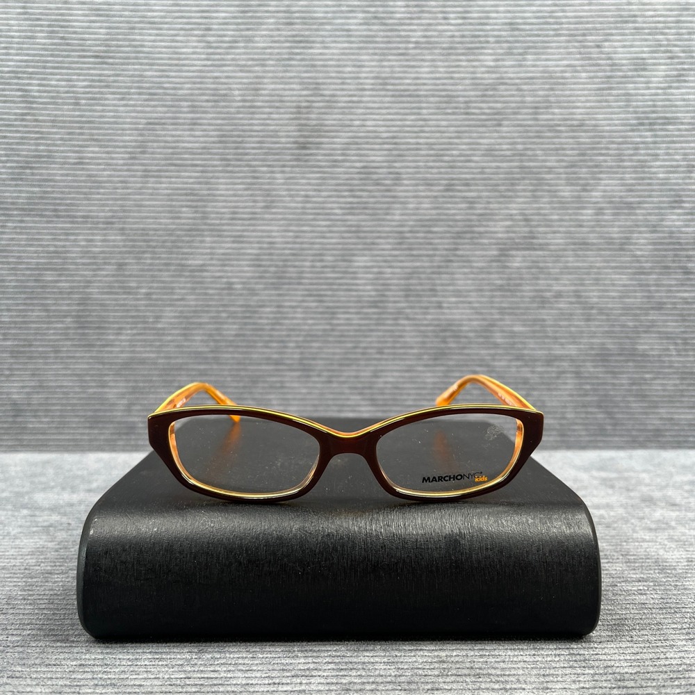 Marchon NYC Kids Ava 224 Y2k Eyeglasses Brown Orange Cat Eye Frames 45-15-125
